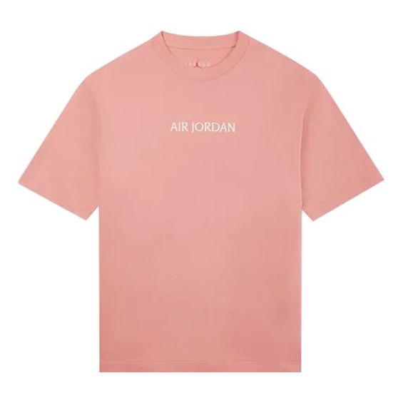 Футболка Men's Air Jordan Solid Color Alphabet Logo Printing Round Neck Short Sleeve Pink T-Shirt, мультиколор