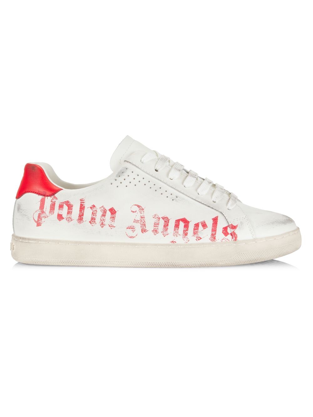 

Винтажные кожаные низкие кеды с логотипом Palm Angels, белый