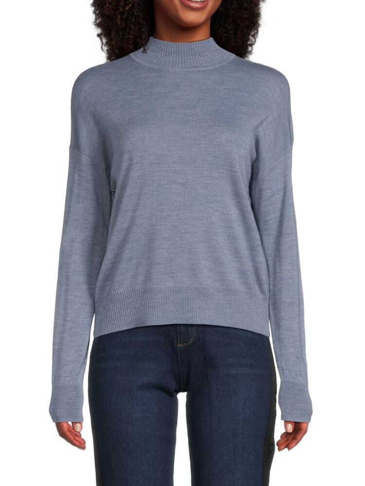 

Свитер с воротником из мериносовой шерсти Saks Fifth Avenue, цвет Denim Heather