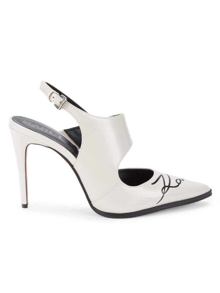 

Кожаные туфли с ремешком на пятке и логотипом Karl Lagerfeld Paris, цвет Soft White