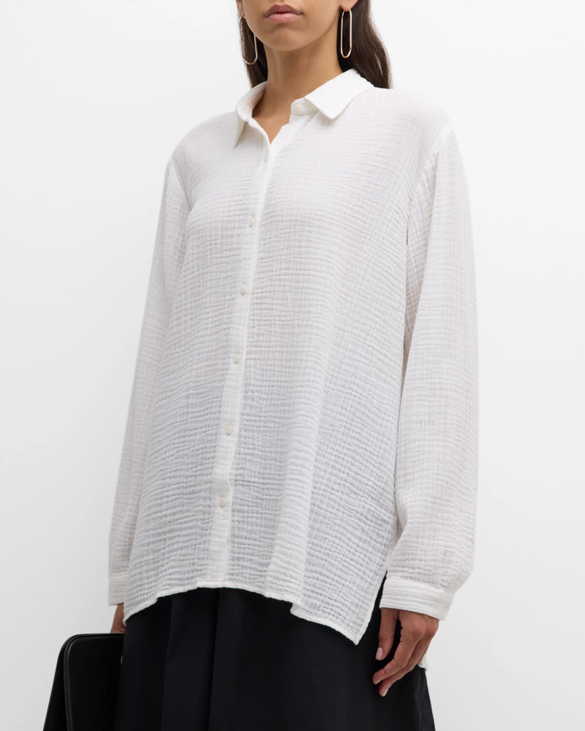 

Марлевая рубашка из органического хлопка на пуговицах Eileen Fisher, цвет White