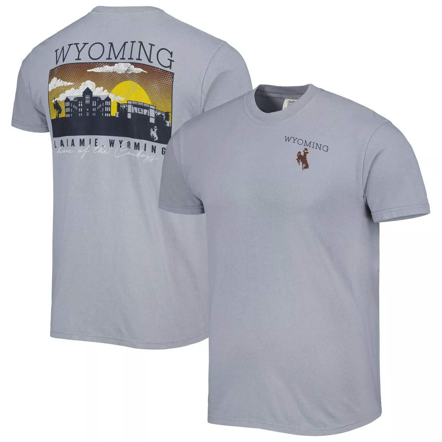 

Мужская серая футболка комфортного цвета Wyoming Cowboys Campus Scenery, Серый