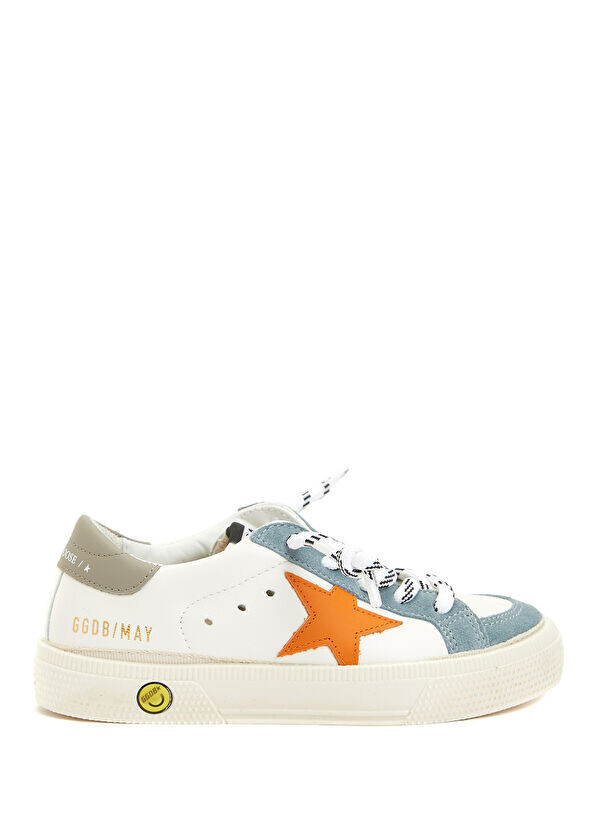 Детские кожаные кроссовки цвета хаки May Golden Goose, белый