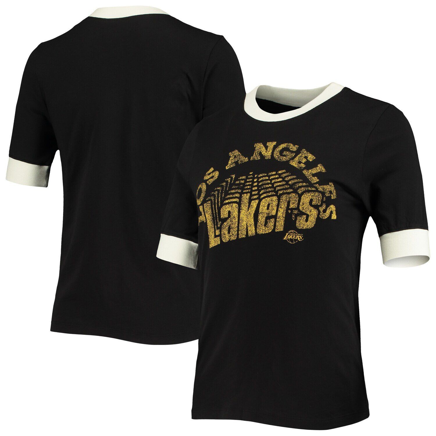 

Черная женская футболка Junk Food Los Angeles Lakers Slim Ringer