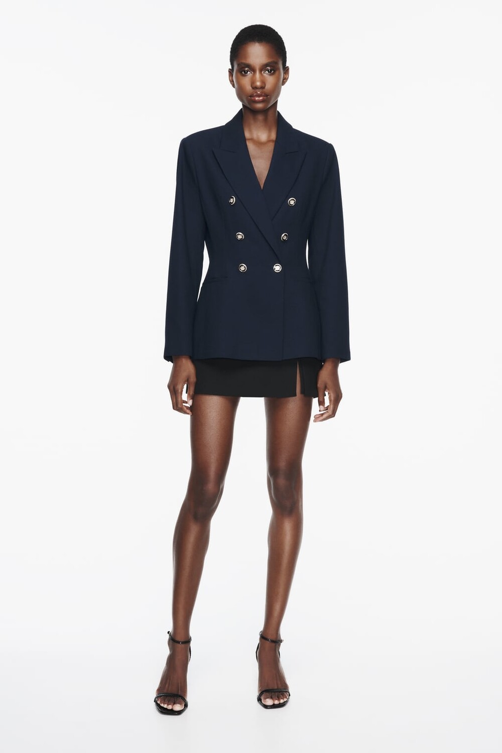 

Двубортный пиджак с фактурным изображением ZARA, синий