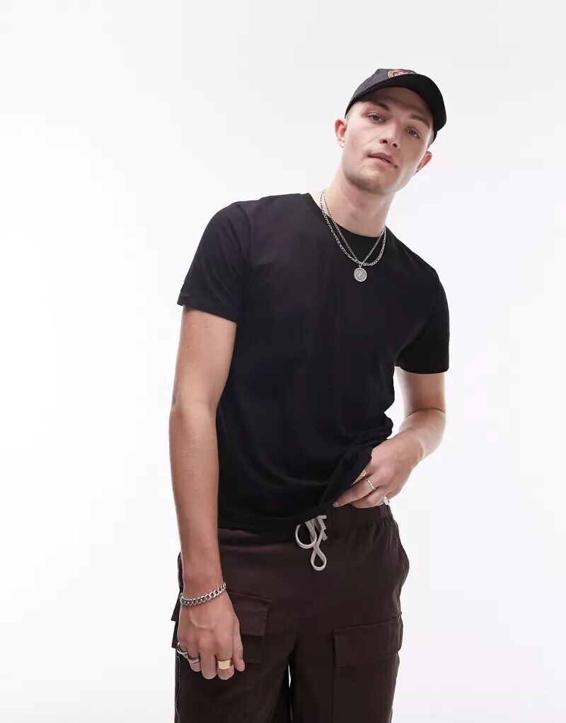 

Черная классическая футболка Topman