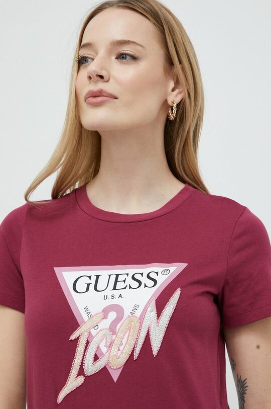 

Футболка из хлопка Guess, бордовый, Красный