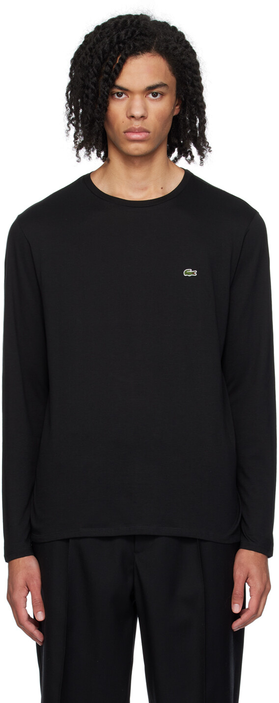 

Черная футболка с длинным рукавом с круглым вырезом Lacoste
