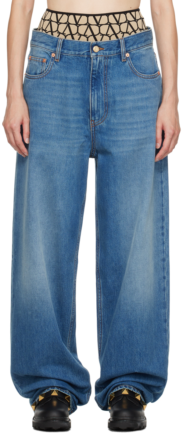 Синие джинсы с фурнитурой Valentino цена и фото