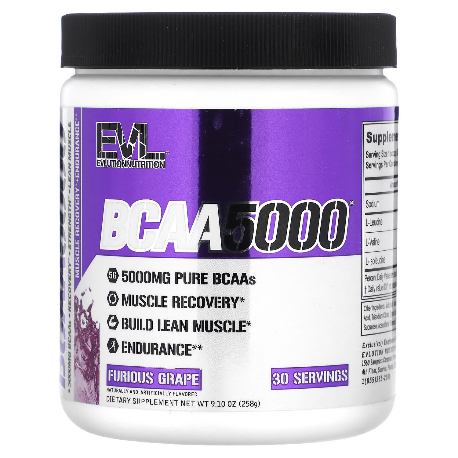 

BCAA5000, яростный виноград, 258 г (9,1 унции), EVLution Nutrition
