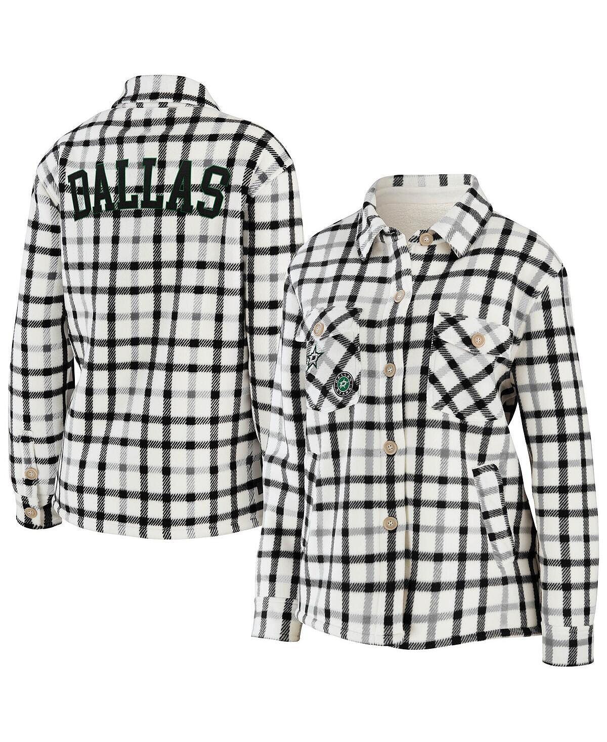 

Женская овсяная куртка-рубашка на пуговицах в клетку Dallas Stars WEAR by Erin Andrews