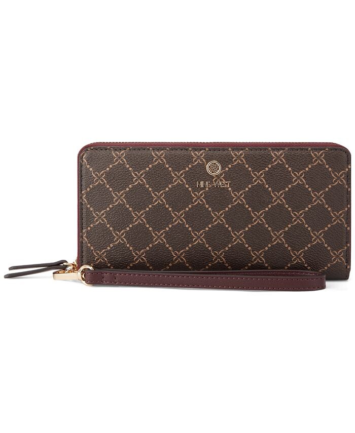 

Маленький кошелек Linnette на молнии с ремешком на ремешке Nine West, цвет Brown Logo, Merlot