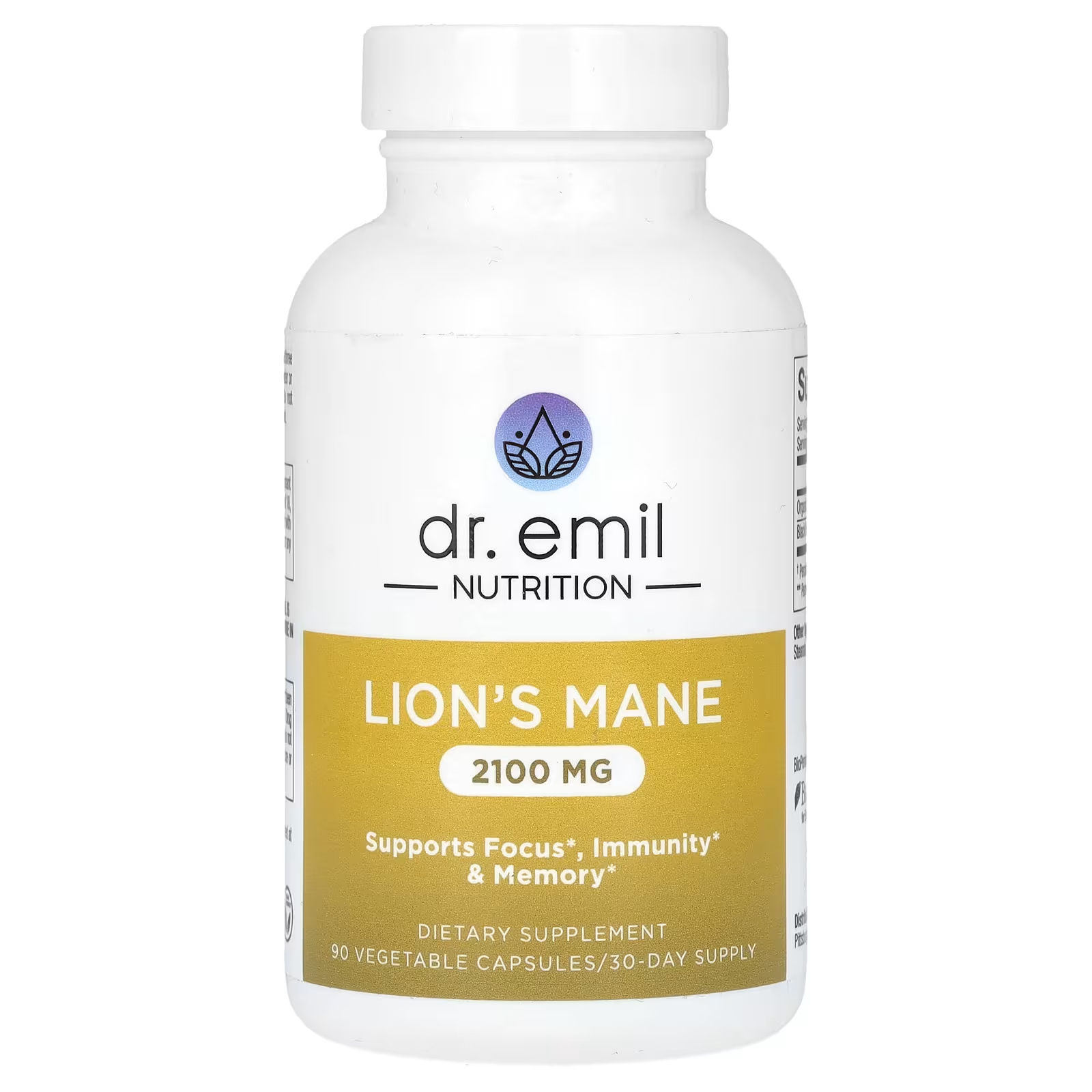 Lion's Mane 2100 мг, 90 растительных капсул (700 мг на капсулу) Dr. Emil Nutrition allmax lion s mane 600 мг 60 растительных капсул 300 мг на капсулу