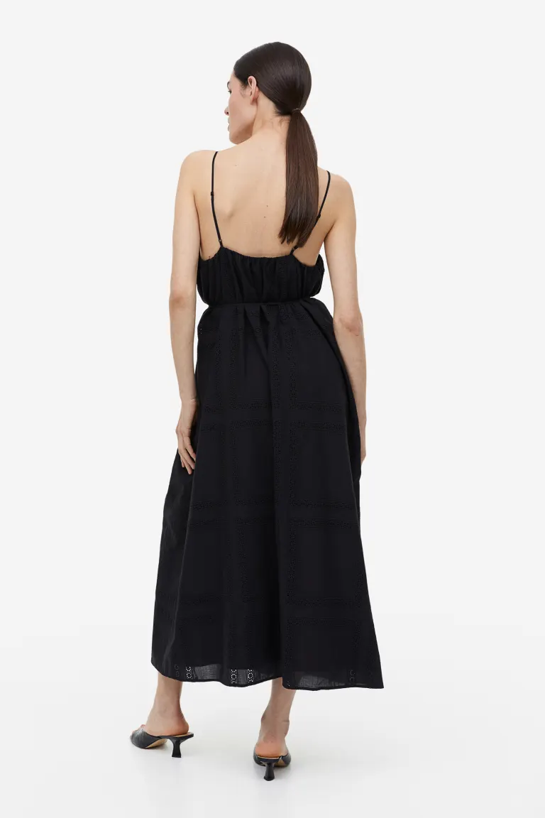 

Хлопковое платье с английской вышивкой H&M, черный