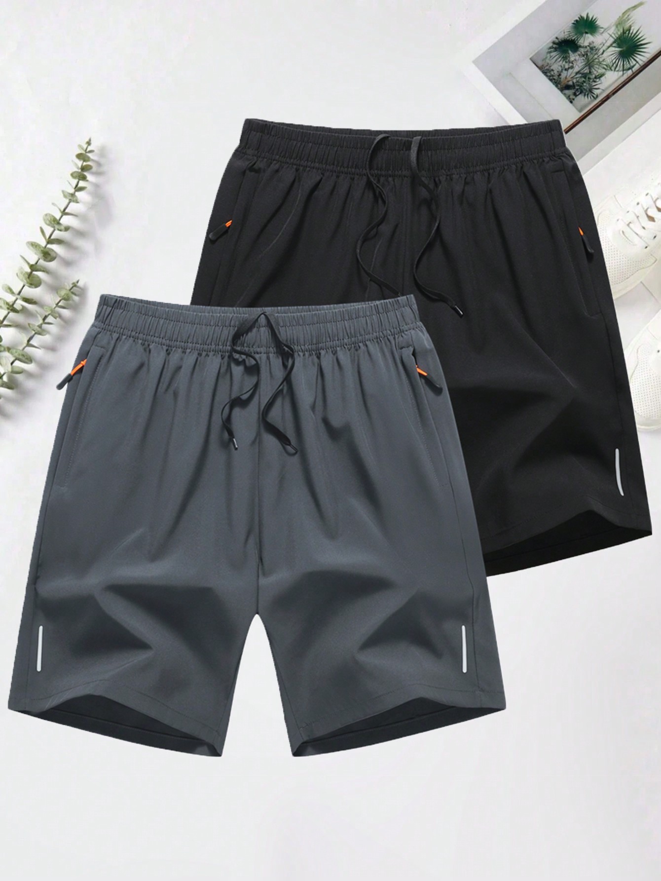 Мужские повседневные спортивные шорты с эластичной резинкой на талии, черный цена и фото