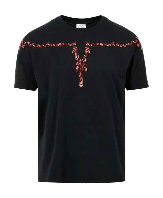 

Хлопковая футболка и поло с контрастными крыльями Marcelo Burlon, черный