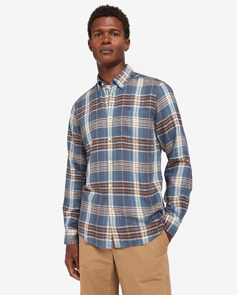 

Мужская рубашка с длинным рукавом с принтом Barbour, синий