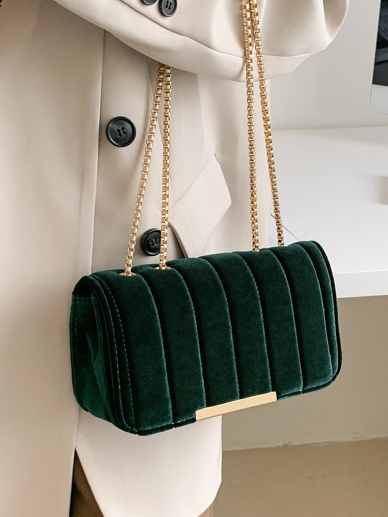 Модная однотонная квадратная сумка на одно плечо, большая вместимость, зеленый