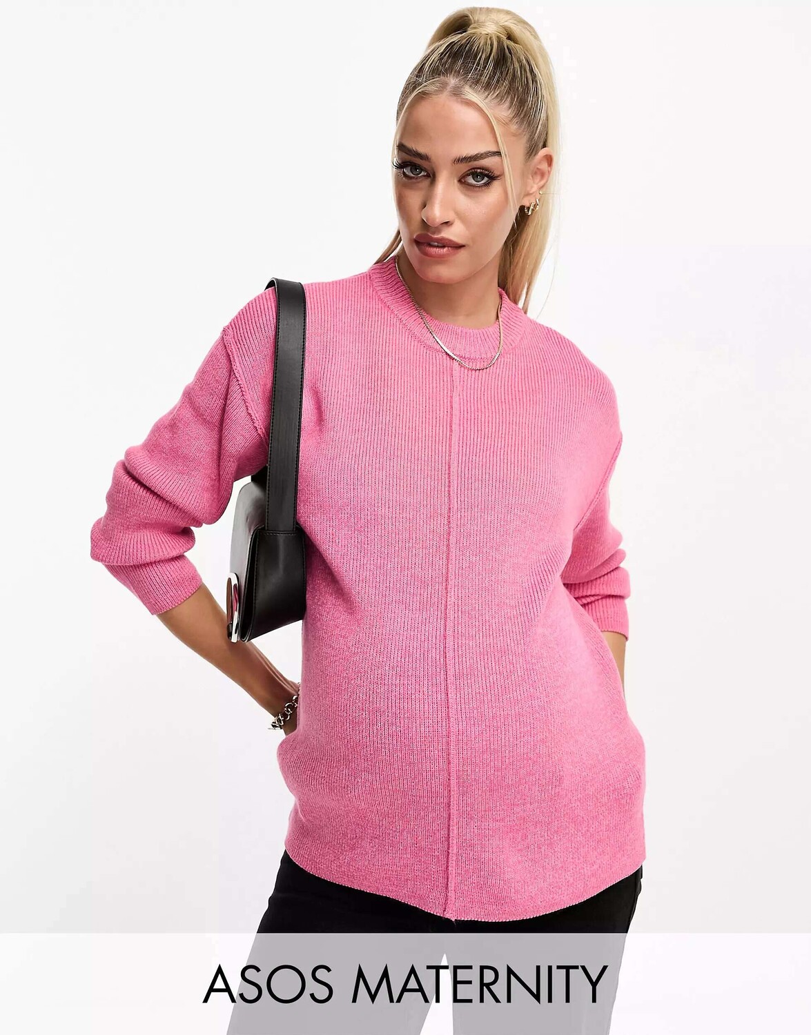 

Розовый джемпер свободного кроя со швом спереди ASOS DESIGN Maternity