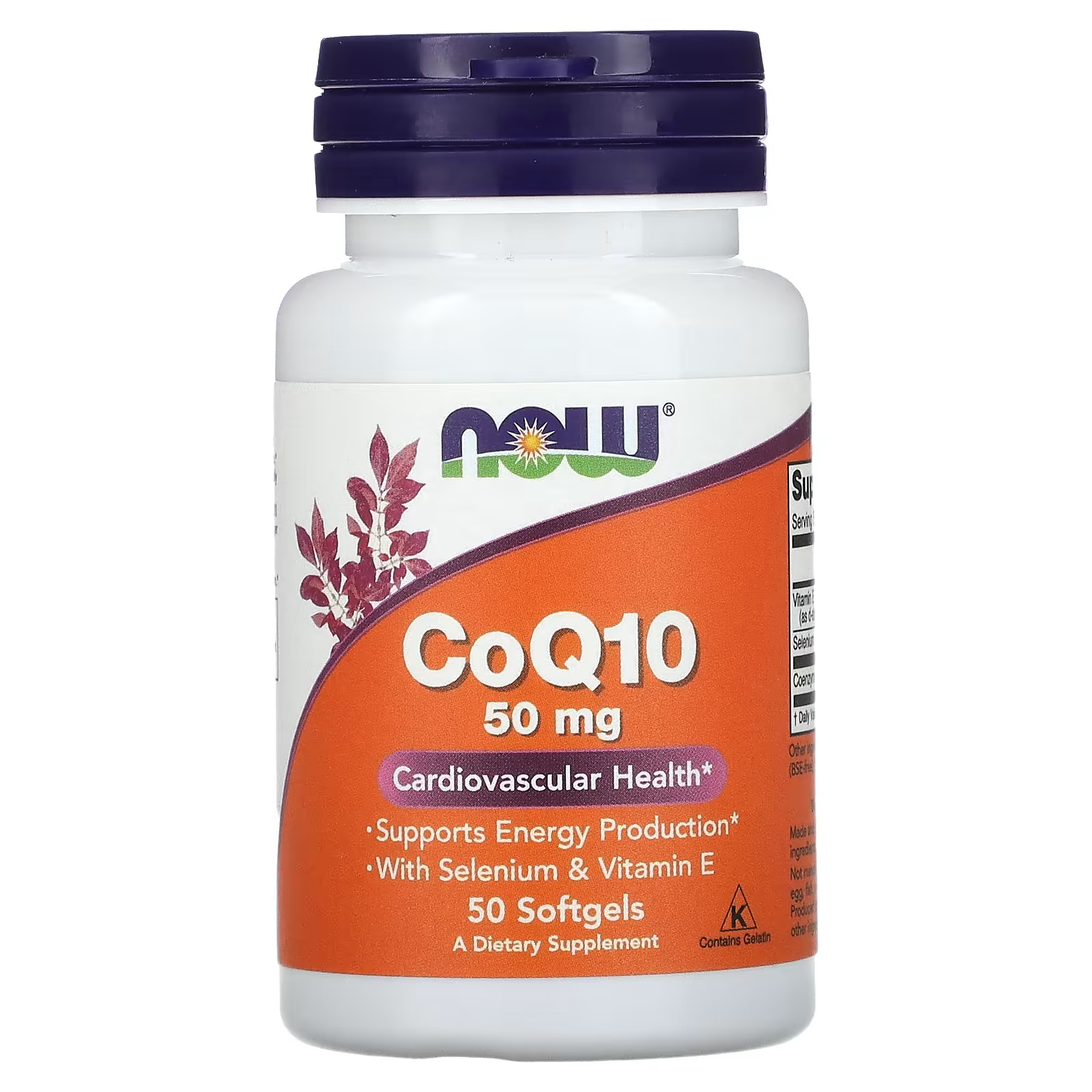 цена Пищевая добавка Now Foods CoQ10 50 мг, 50 мягких таблеток