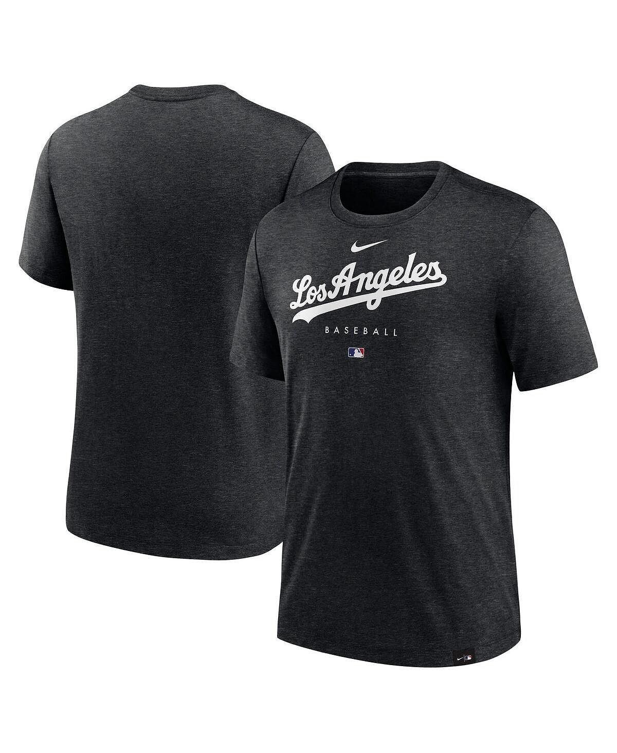 Мужская футболка Heather Black Los Angeles Dodgers Authentic Collection Early Work Tri-Blend Performance Nike