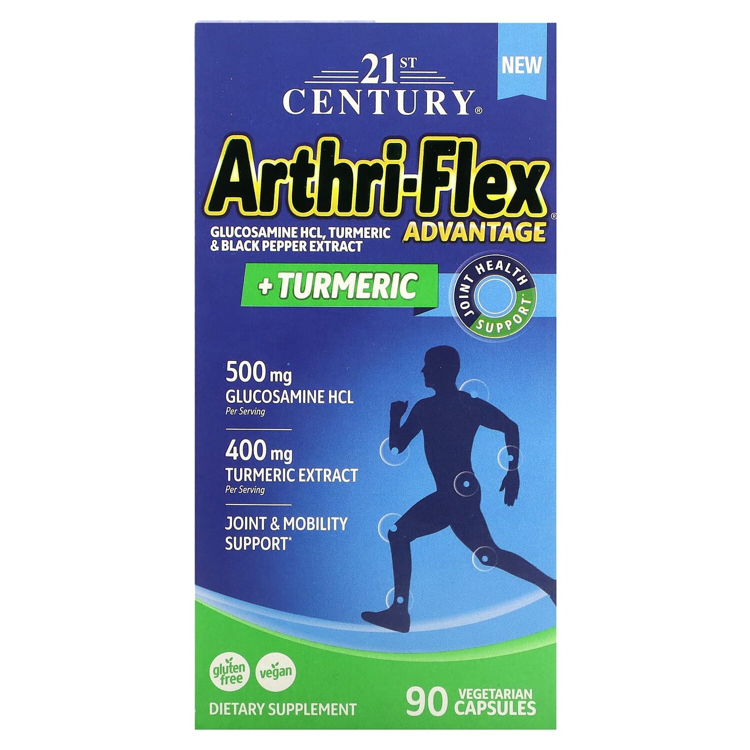 

Arthri-Flex Advantage + куркума, 90 вегетарианских капсул, 21st Century