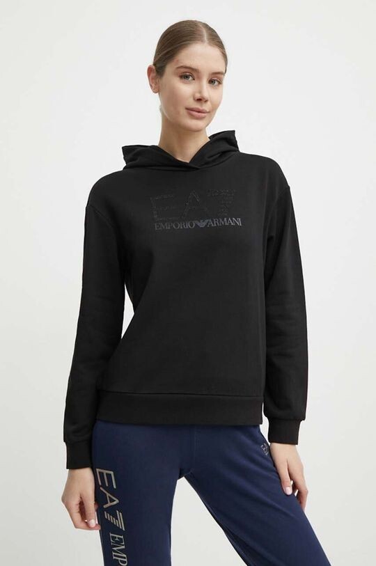 

Хлопковая толстовка EA7 Emporio Armani, черный