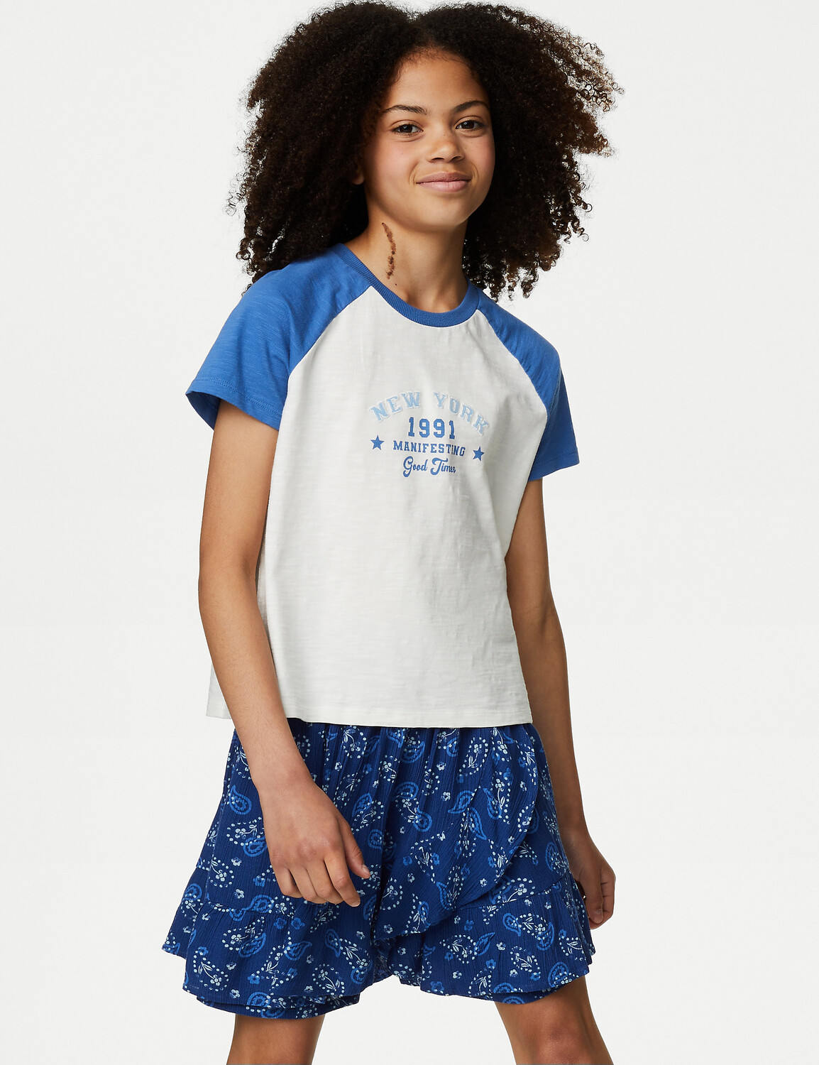 

Футболка из чистого хлопка с надписью New York (6–16 лет) Marks & Spencer