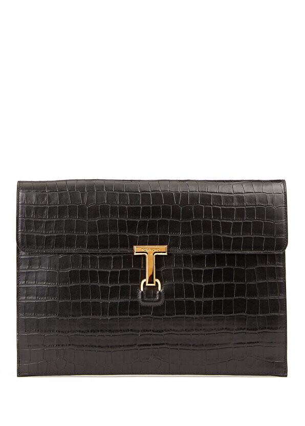

Портфель для мужчин из черной кожи с текстурой крокодила Tom Ford