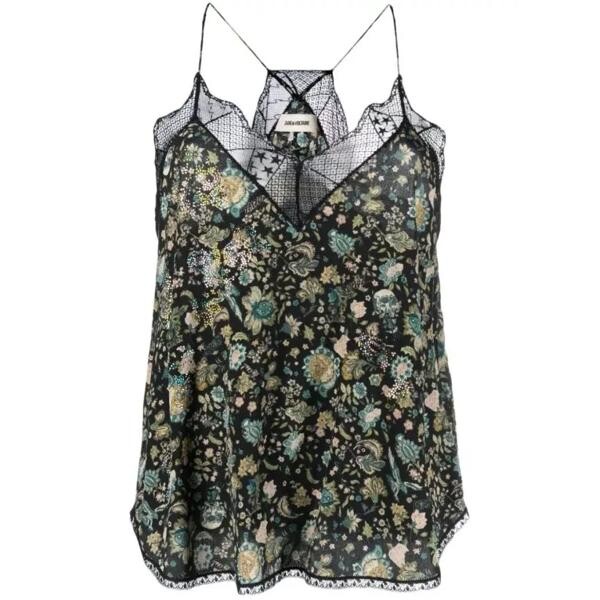 

Футболка christy bali floral-print silk top Zadig & Voltaire, черный