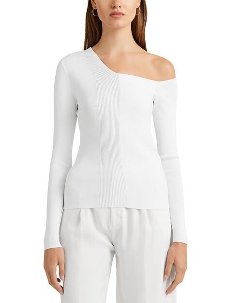 

Свитер в рубчик на одно плечо Ralph Lauren, цвет White