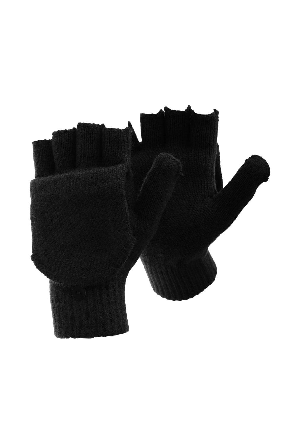 цена Простые тепловые зимние перчатки без пальцев с шапочкой Floso, черный