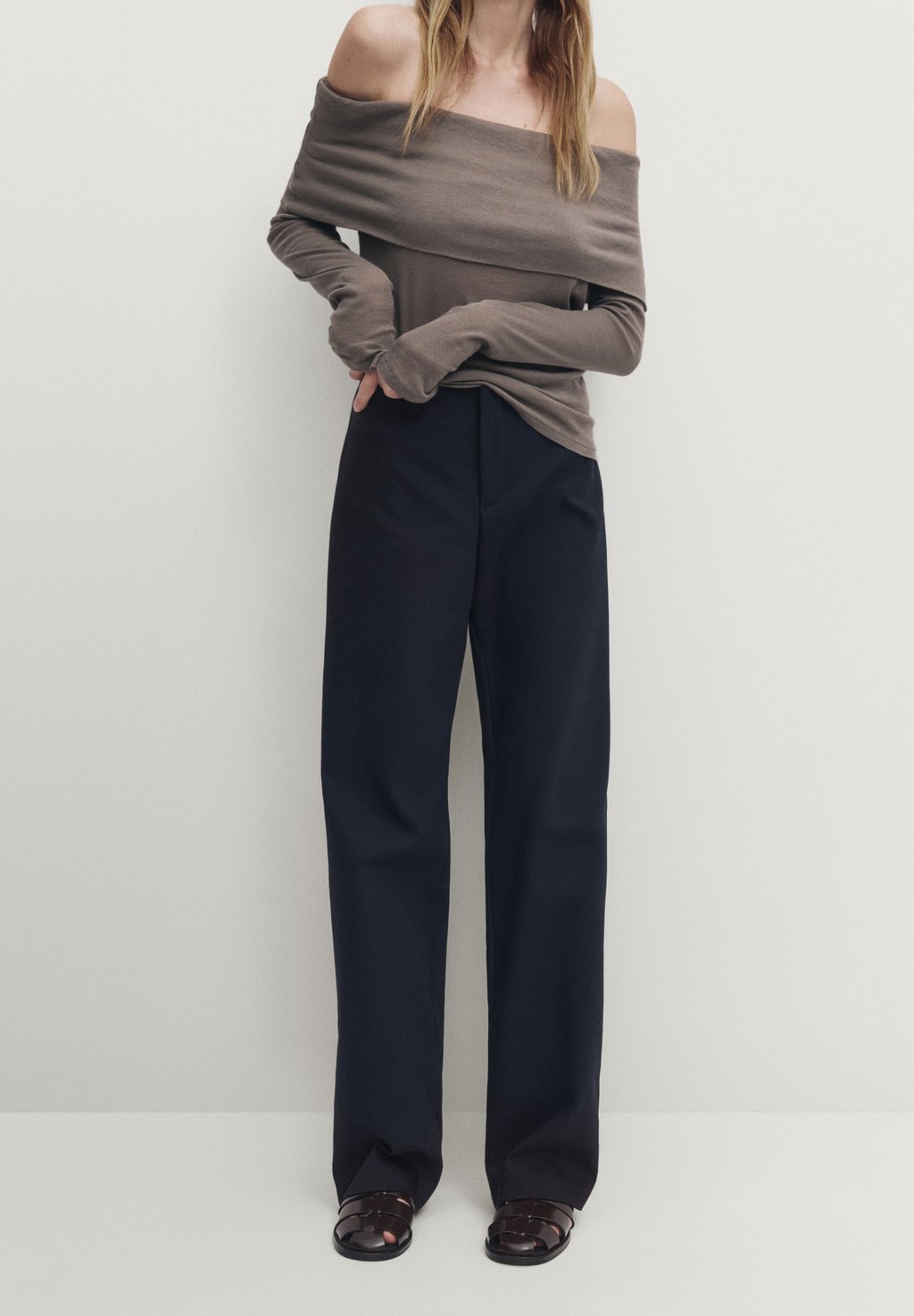 брюки massimo dutti straight fit technical черный Брюки STRAIGHT-FIT TECHNICAL Massimo Dutti, цвет dark blue