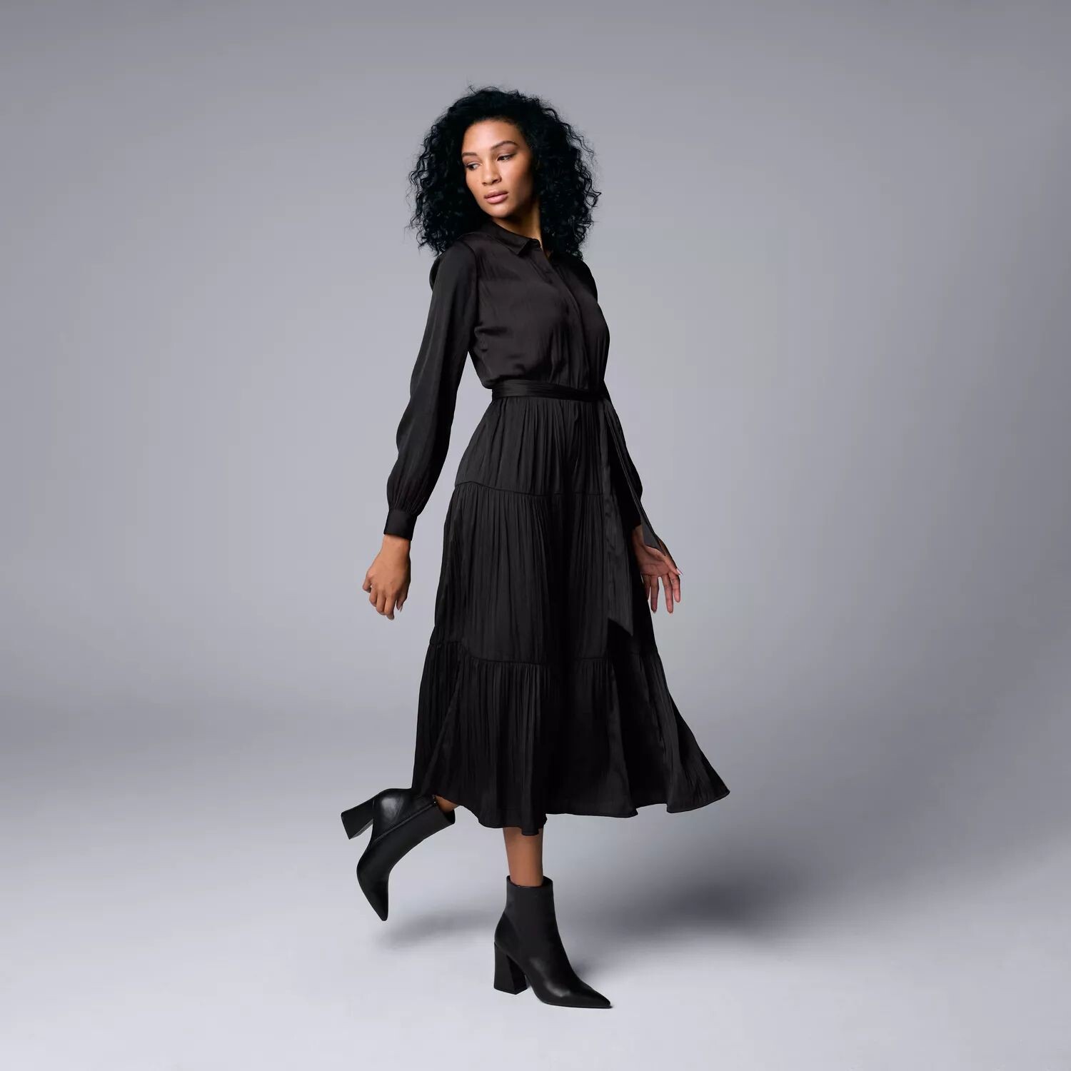

Petite Simply Vera Платье-рубашка миди с поясом Vera Wang Simply Vera Vera Wang, черный