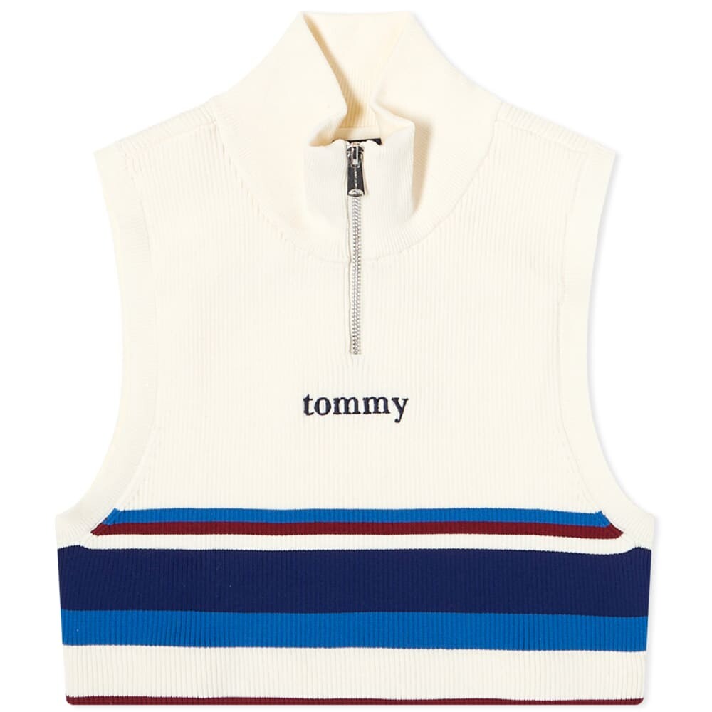 

Вязаный укороченный топ с высоким воротником Tommy Jeans