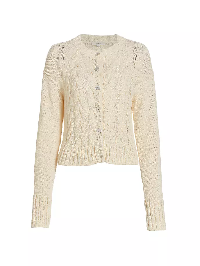

Кардиган открытой вязки косичкой Vince, цвет off white