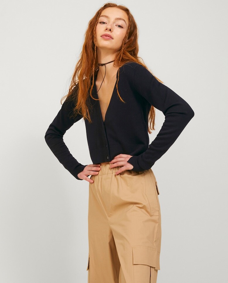 

Женский укороченный вязаный жакет Jack & Jones, черный