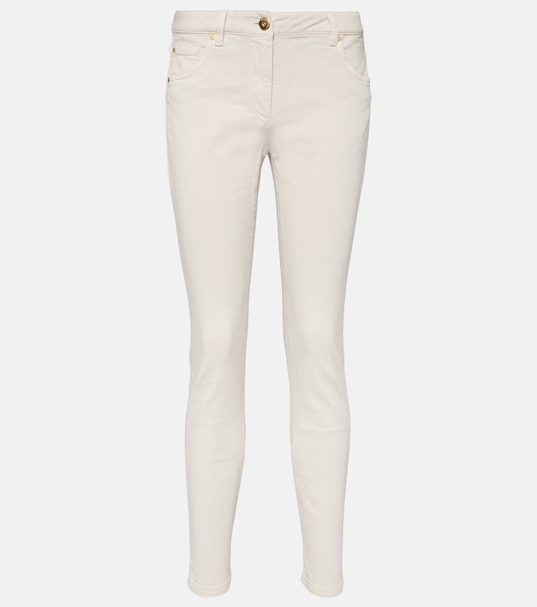 цена Узкие джинсы со средней посадкой Brunello Cucinelli, белый