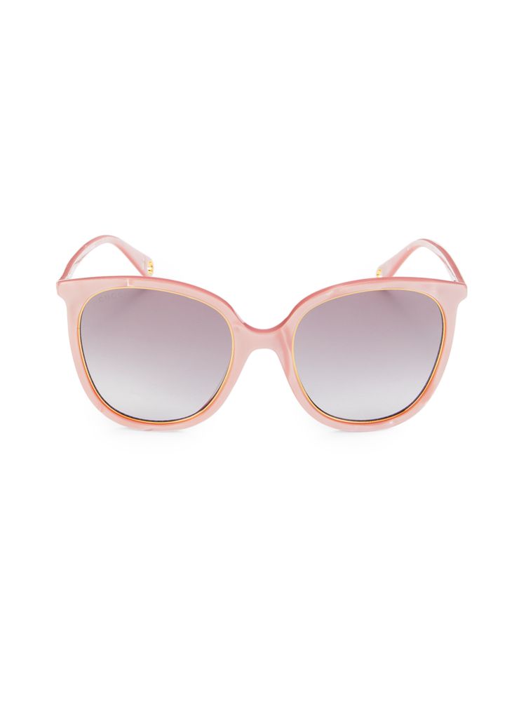 Овальные солнцезащитные очки 56MM Gucci, розовый цена и фото