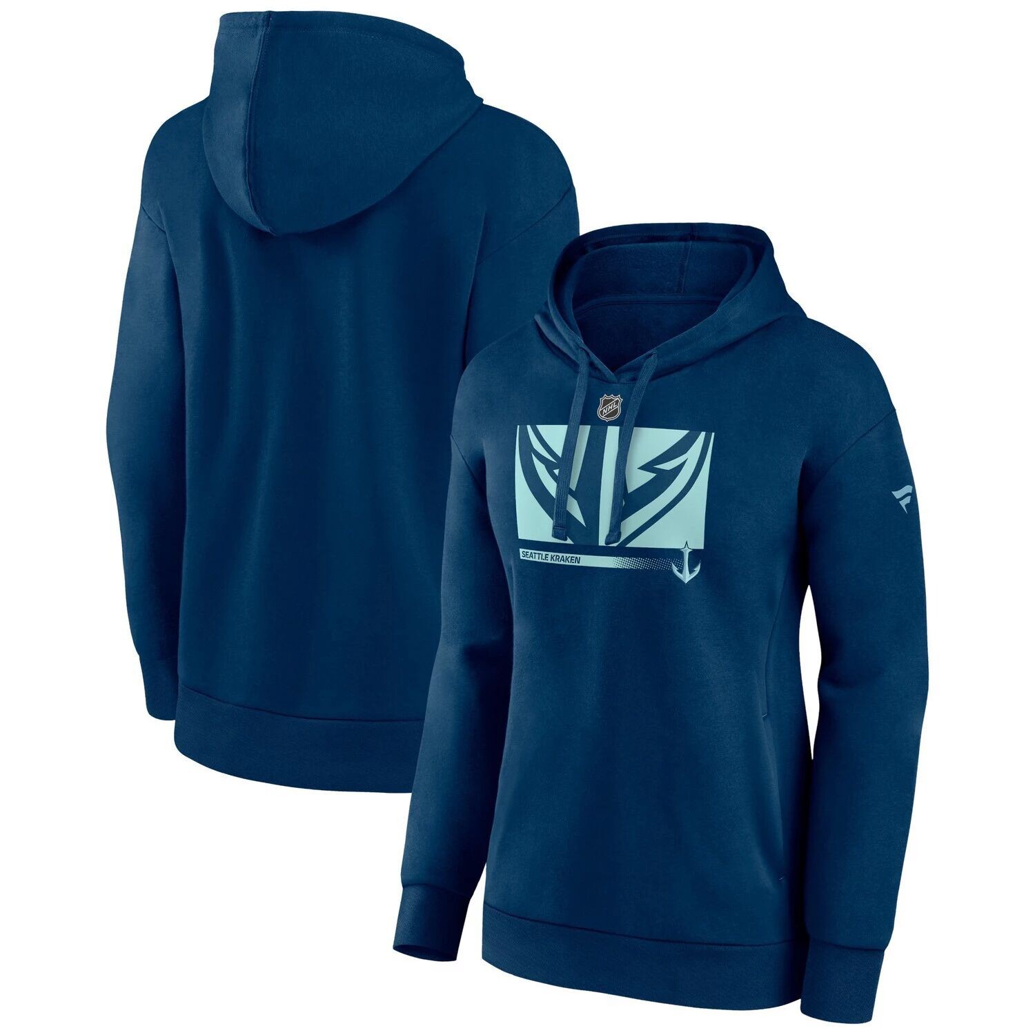 

Женский пуловер с капюшоном Fanatics Deep Sea Blue Seattle Kraken Authentic Pro Core Collection, пуловер с v-образным вырезом и дополнительным логотипом Fanatics