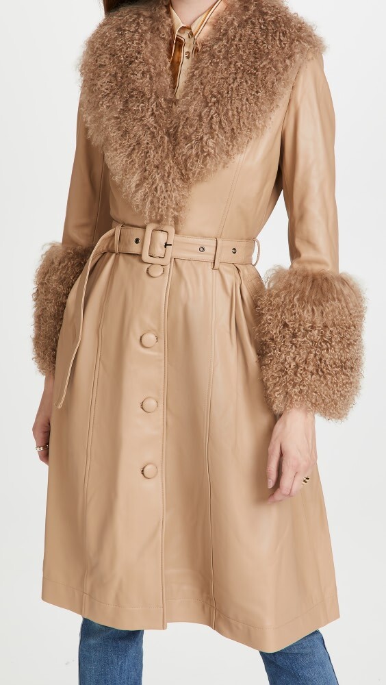

Пальто Saks Potts Foxy Shearling Trench, бежевый