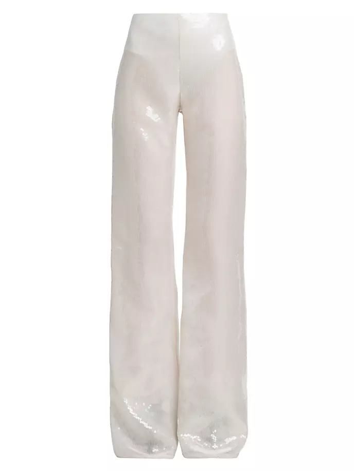Вечерние брюки с пайетками Alberta Ferretti, слоновая кость блуза от alberta ferretti
