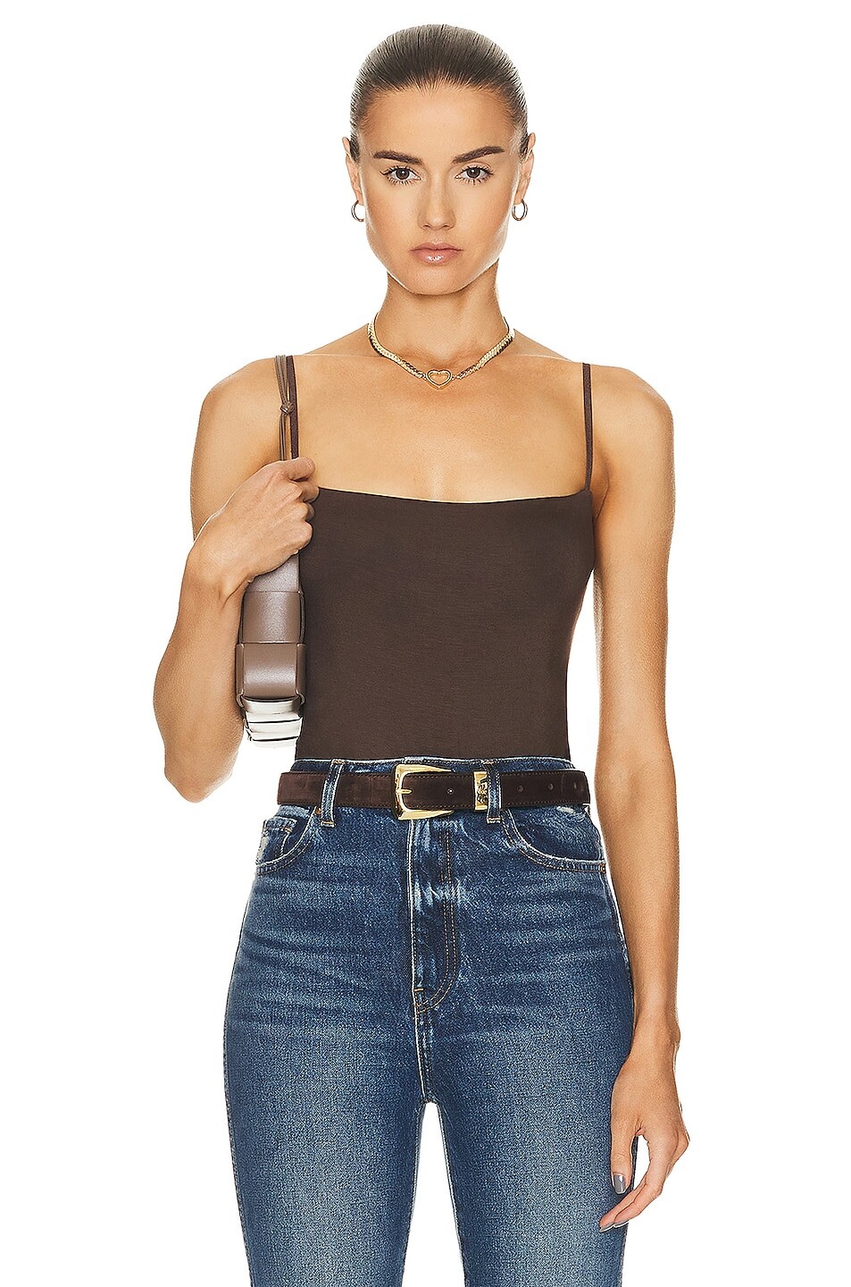 

Боди Enza Costa For FWRD Luxe Knit Strappy, цвет Espresso