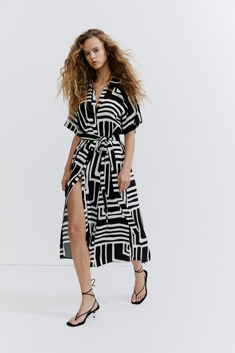 Платье-Блузка с поясом H&M, черный