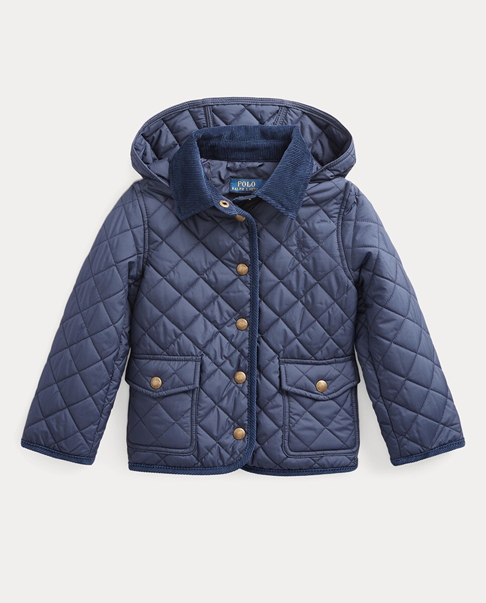 

Пальто для девочки темно-синего цвета с капюшоном Polo Ralph Lauren, темно-синий