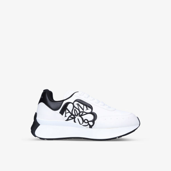 

Женские кожаные низкие кеды sprint runner с тиснением логотипа Alexander Mcqueen, черный