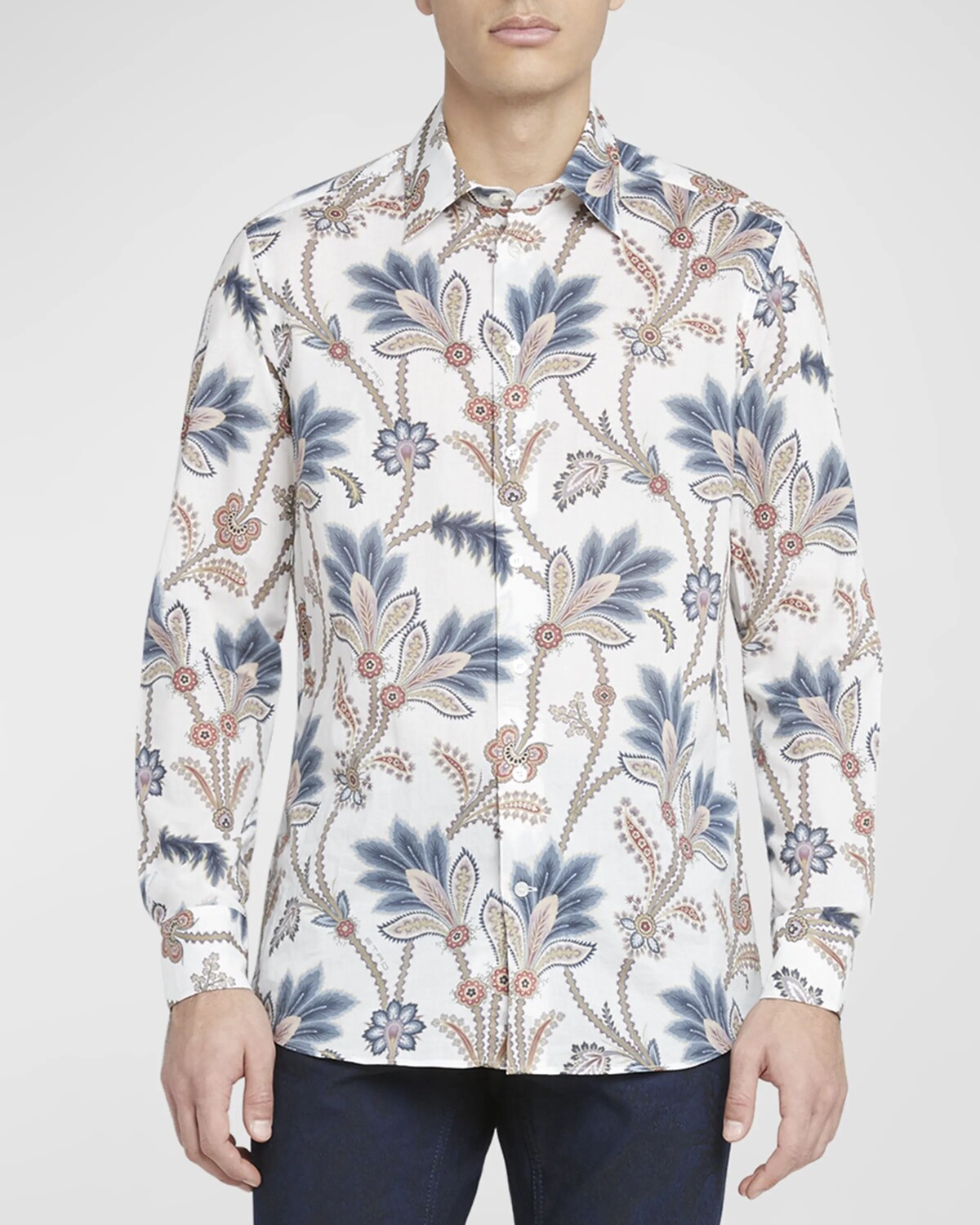 

Мужская классическая рубашка с пейсли Etro, цвет Print On White Base