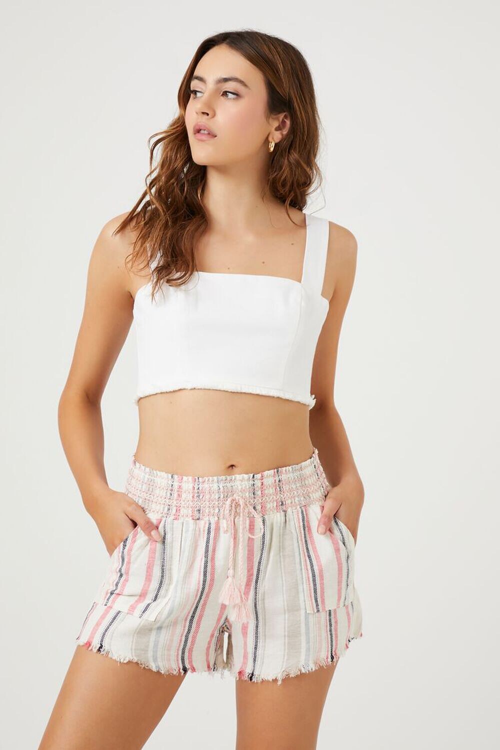 

Полосатые шорты с кисточками Forever 21, розовый