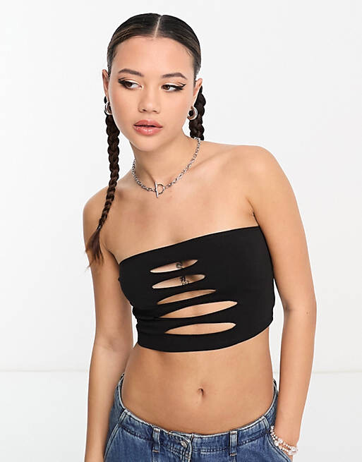 

Черная бандо с разрезом спереди ASOS DESIGN