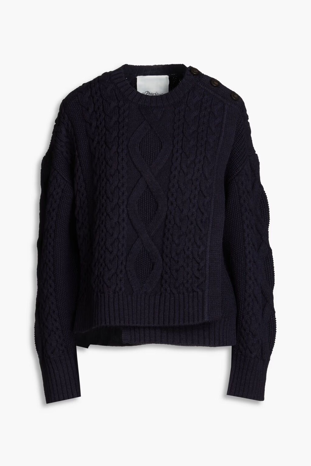 

Свитер косой вязки с запахом и смесовой шерстью 3.1 Phillip Lim, темно-синий